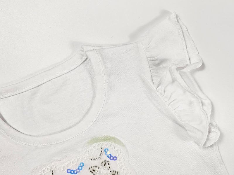 Dolphin - Korean Children Fashion - #kidsshorts - Bijou Bear Frill Tee - 3