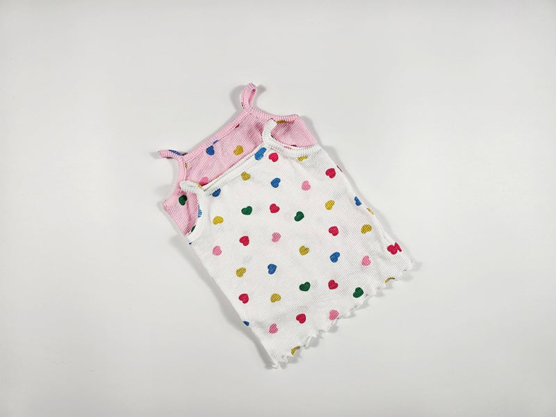 Dolphin - Korean Children Fashion - #kidsshorts - Color Block Heart Sleeveless Top - 2
