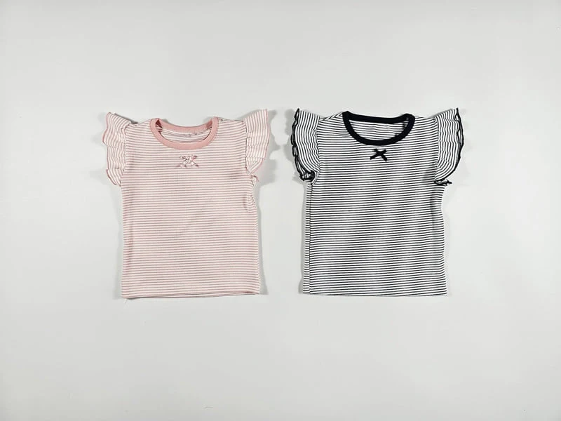 Dolphin - Korean Children Fashion - #kidsshorts - Stripe Frill Tee