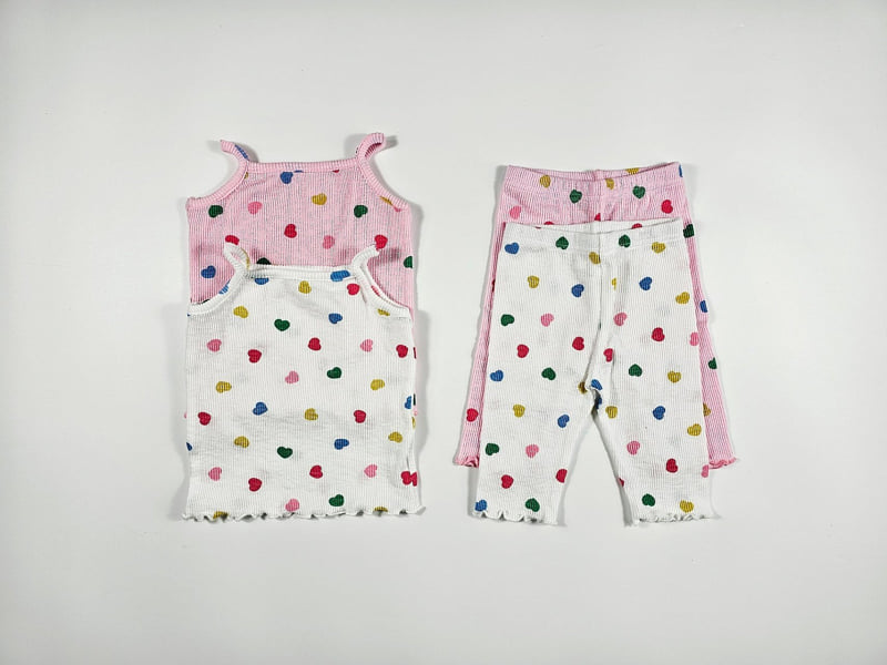 Dolphin - Korean Children Fashion - #kidsstore - Color Block Heart Sleeveless Top - 4