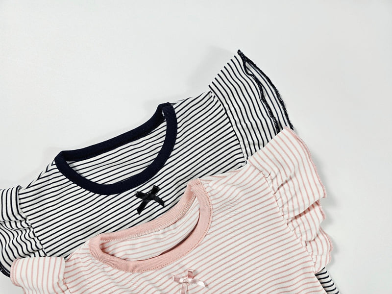 Dolphin - Korean Children Fashion - #magicofchildhood - Stripe Frill Tee - 6