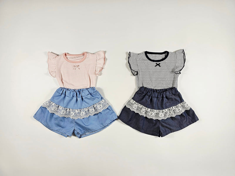 Dolphin - Korean Children Fashion - #prettylittlegirls - Stripe Frill Tee - 8
