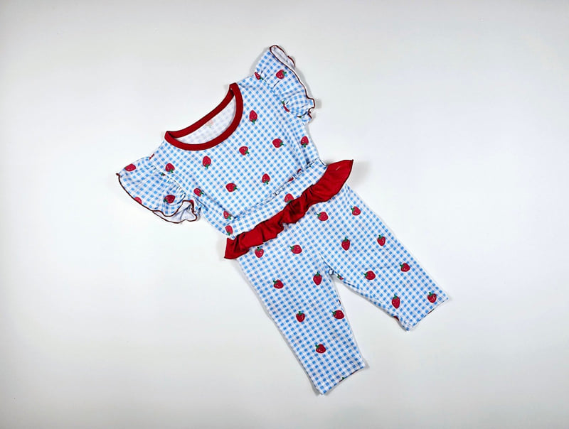 Dolphin - Korean Children Fashion - #toddlerclothing - Check Strawberry Set - 4