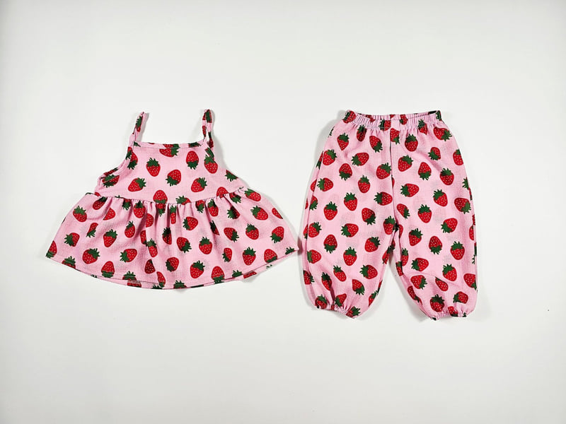 Dolphin - Korean Children Fashion - #todddlerfashion - Strawberry Bustier Set - 3