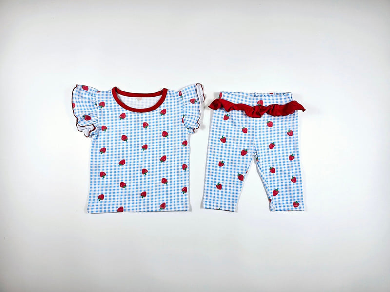 Dolphin - Korean Children Fashion - #toddlerclothing - Check Strawberry Set - 3
