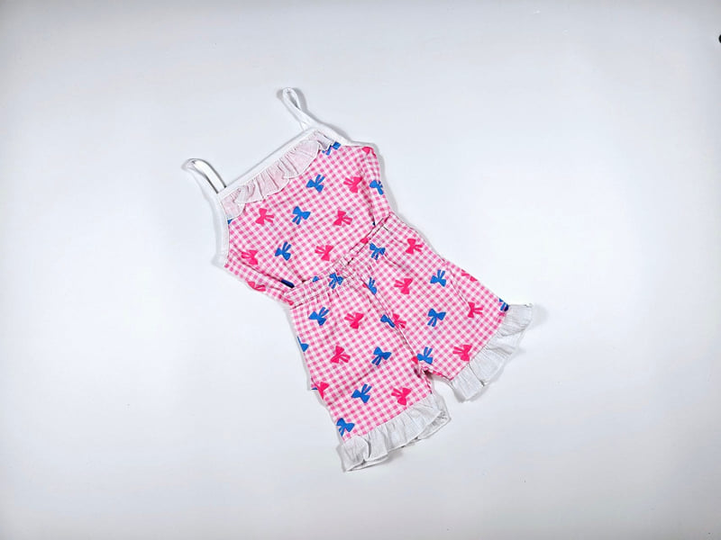 Dolphin - Korean Children Fashion - #toddlerclothing - Check Ribbon Strap Sleeveless Set - 2