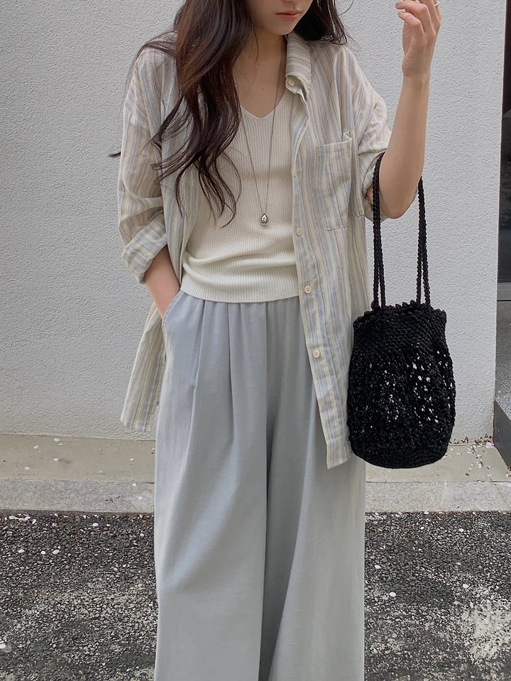 Dress Room - Korean Women Fashion - #momslook - Pastel Stripe Linen Shirt - 7