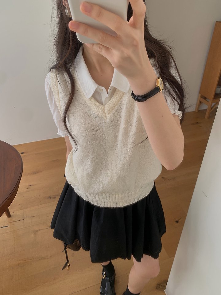 Dress Room - Korean Women Fashion - #momslook - Pom Pom Knit Vest