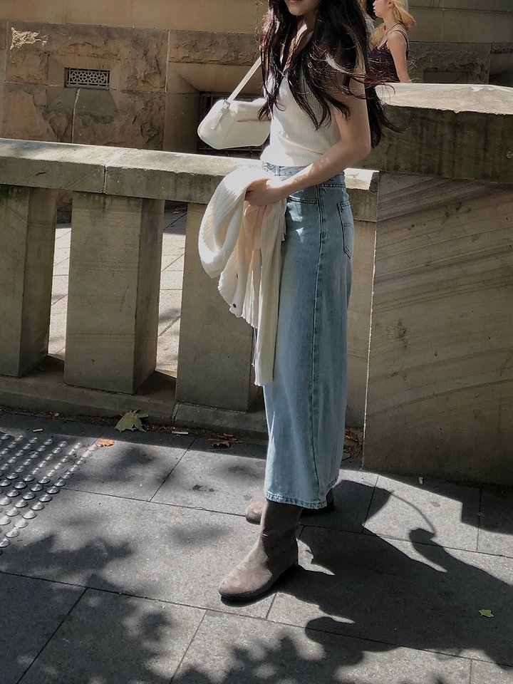 Dress Room - Korean Women Fashion - #momslook - Lynn String Denim Skirt - 6