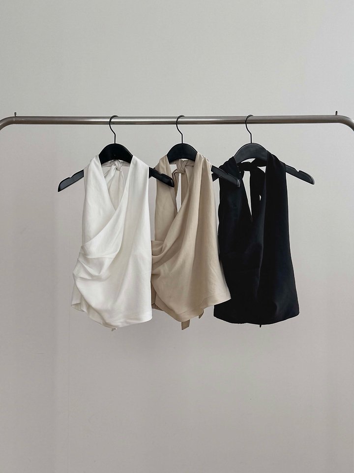 Dress Room - Korean Women Fashion - #shopsmall - Audrey Linen Halter Blouse - 12