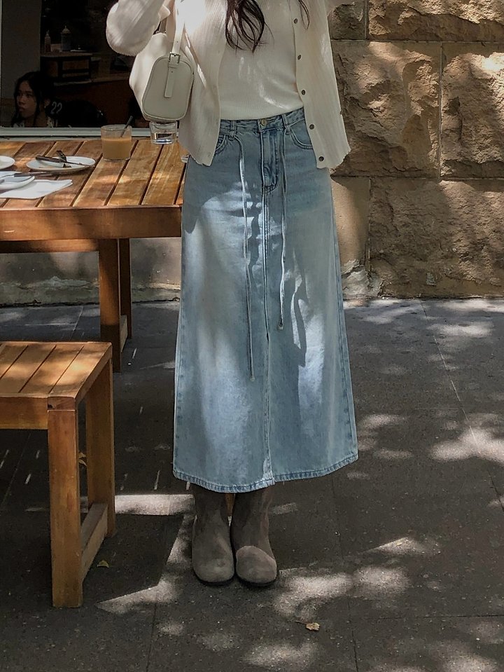 Dress Room - Korean Women Fashion - #womensfashion - Lynn String Denim Skirt