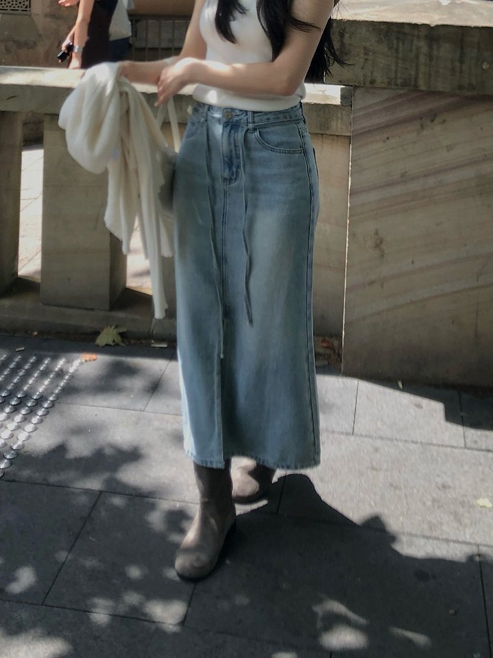Dress Room - Korean Women Fashion - #womensfashion - Lynn String Denim Skirt - 7
