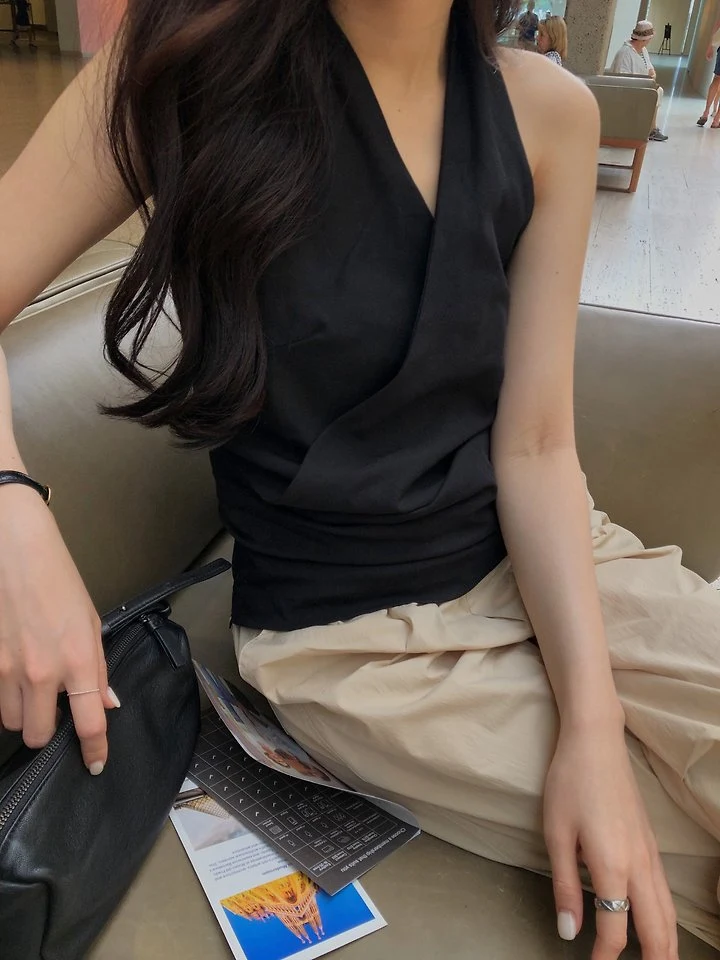 Dress Room - Korean Women Fashion - #womensfashion - Audrey Linen Halter Blouse - 6