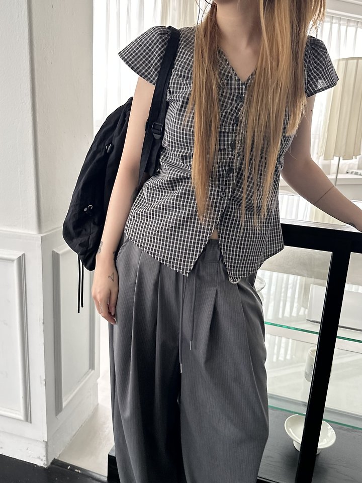 Dress U - Korean Women Fashion - #momslook - Canvas Check Blouse - 11