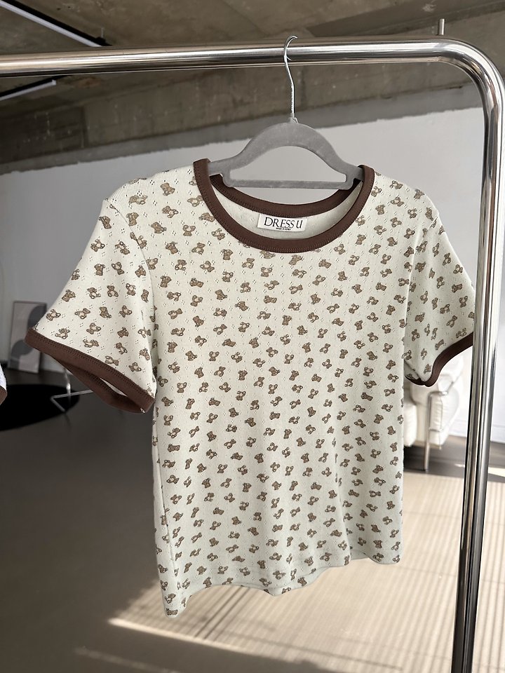 Dress U - Korean Women Fashion - #pursuepretty - Bear Ringer Tee - 2
