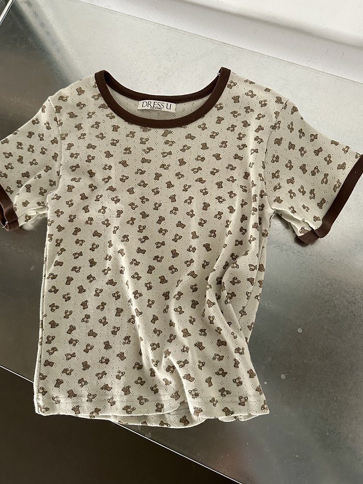 Dress U - Korean Women Fashion - #restrostyle - Bear Ringer Tee - 3