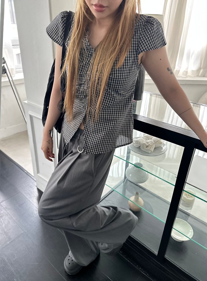 Dress U - Korean Women Fashion - #thatsdarling - Canvas Check Blouse - 7
