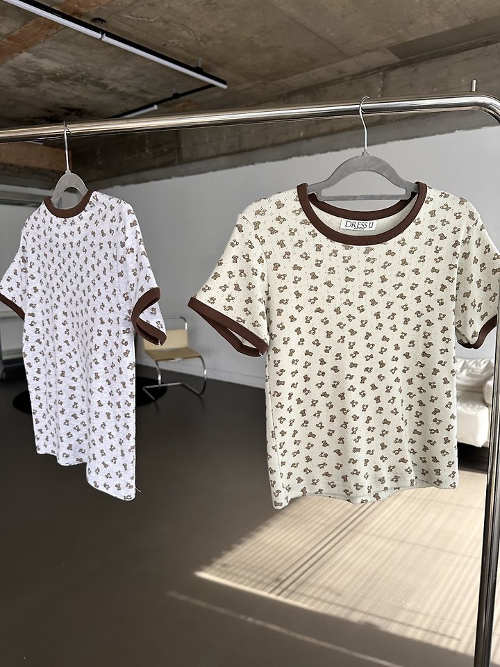 Dress U - Korean Women Fashion - #vintagekidsstyle - Bear Ringer Tee