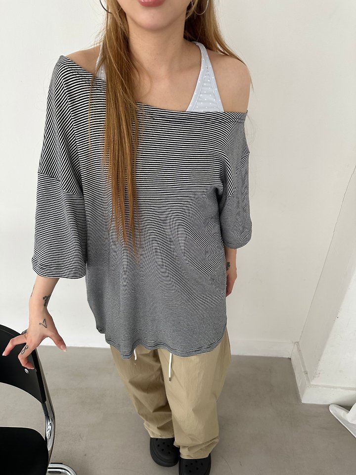 Dress U - Korean Women Fashion - #womensfashion - Loose Marine Tee - 5