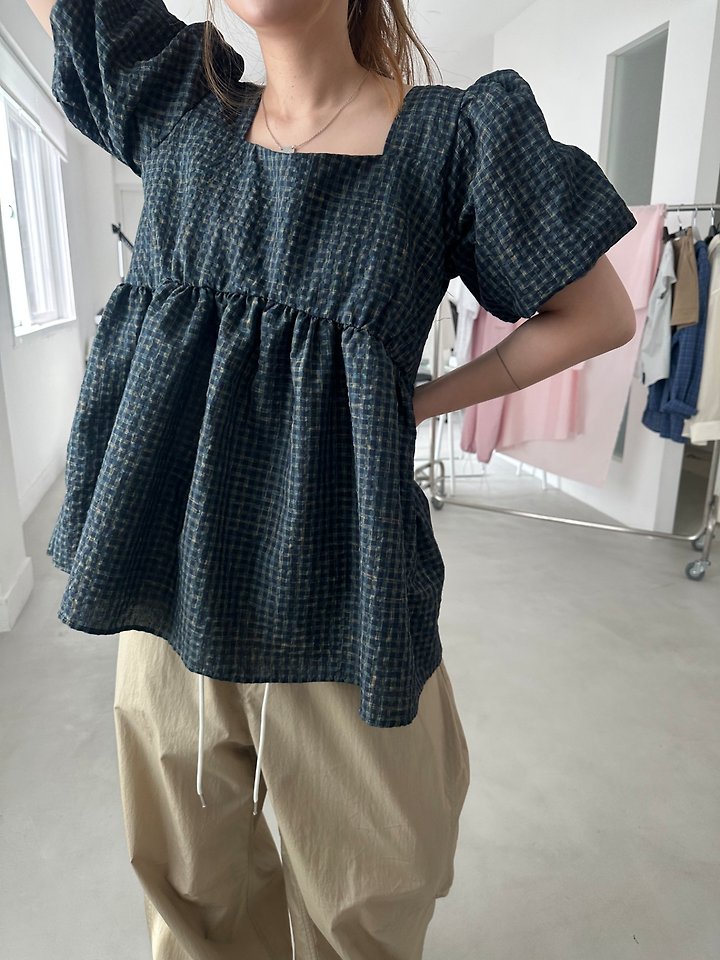 Dress U - Korean Women Fashion - #womensfashion - Square Check Blouse - 12