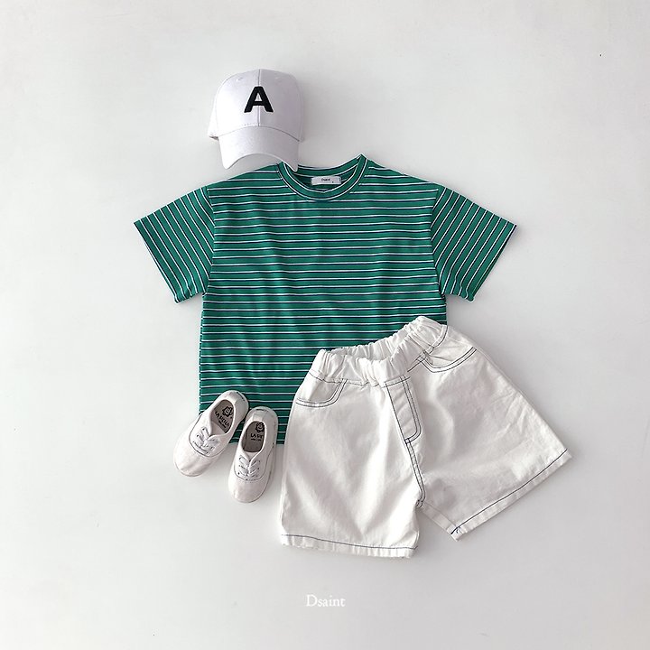 Dsaint - Korean Children Fashion - #kidsshorts - Ppum Ppum Stripe Tee - 7