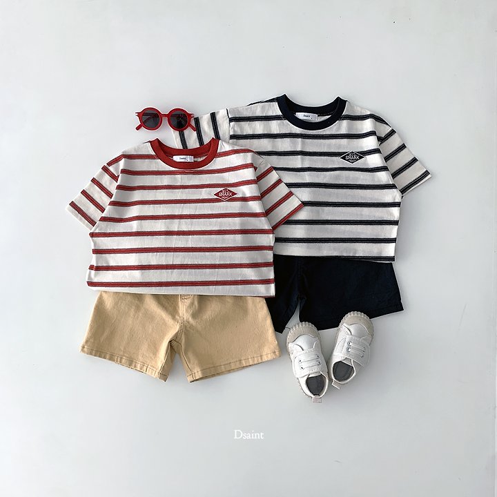 Dsaint - Korean Children Fashion - #littlefashionista - Shark Stripe Tee