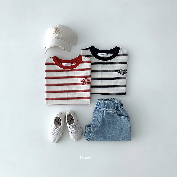 Dsaint - Korean Children Fashion - #minifashionista - Shark Stripe Tee - 3