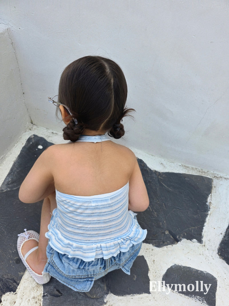 Ellymolly - Korean Children Fashion - #childrensboutique - Salt Halter Frill Sleeveless Top - 11