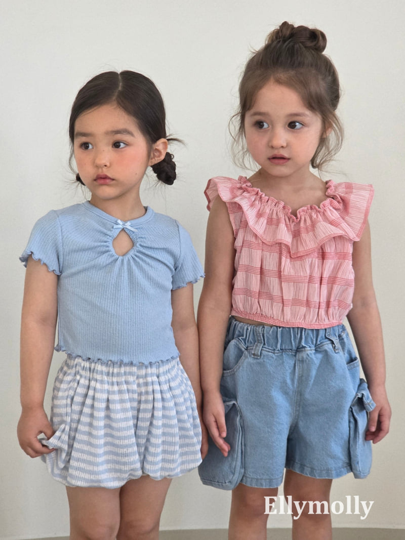 Ellymolly - Korean Children Fashion - #designkidswear - Shirring Opening Point Tee - 11