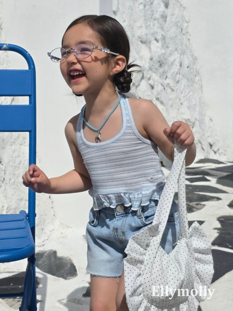 Ellymolly - Korean Children Fashion - #designkidswear - Salt Halter Frill Sleeveless Top - 12