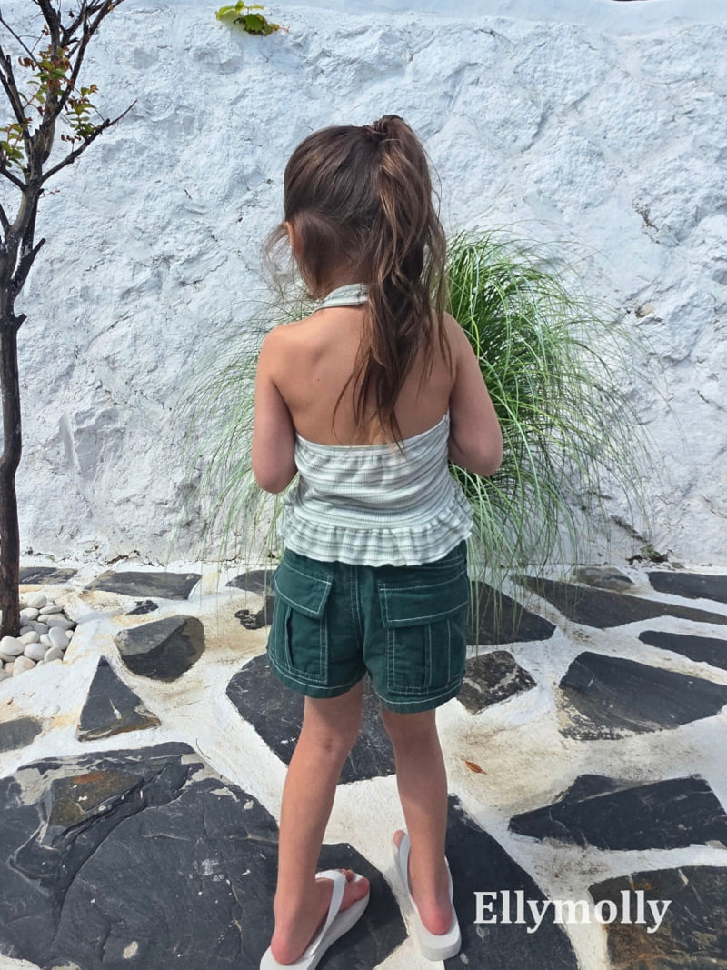 Ellymolly - Korean Children Fashion - #toddlerclothing - Salt Halter Frill Sleeveless Top - 8