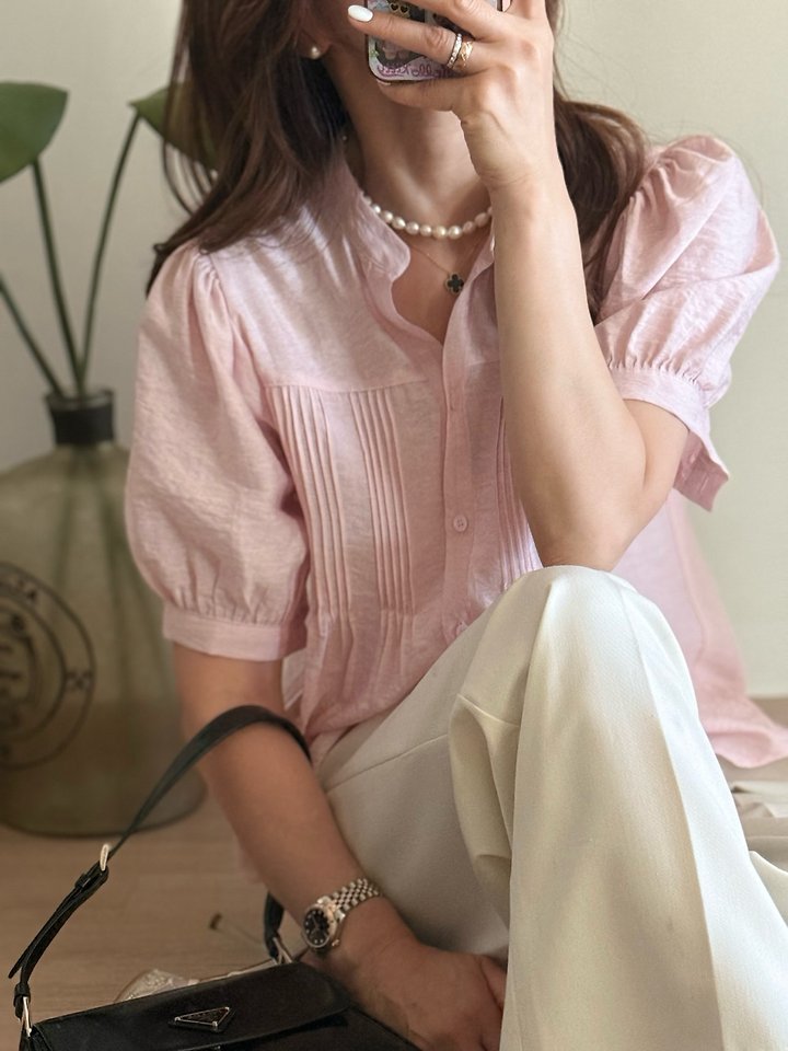 Elmu - Korean Women Fashion - #momslook - If Pintuck Blouse