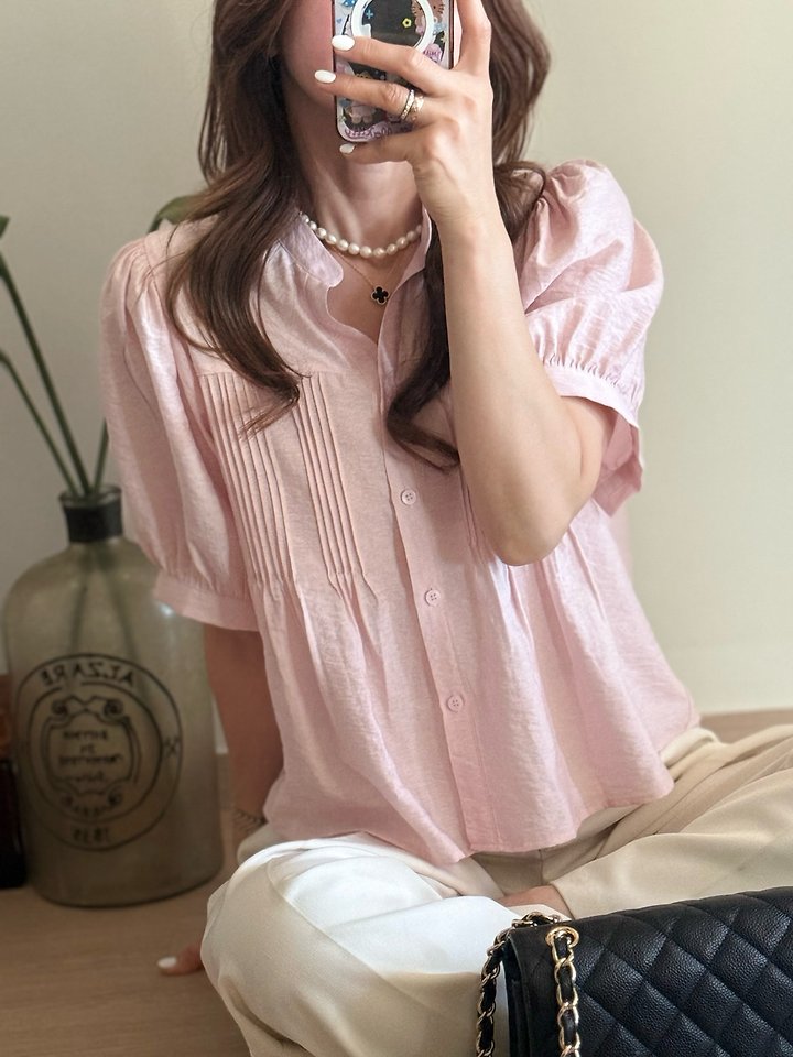 Elmu - Korean Women Fashion - #momslook - If Pintuck Blouse - 2