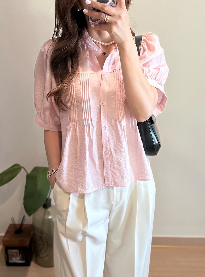 Elmu - Korean Women Fashion - #momslook - If Pintuck Blouse - 3