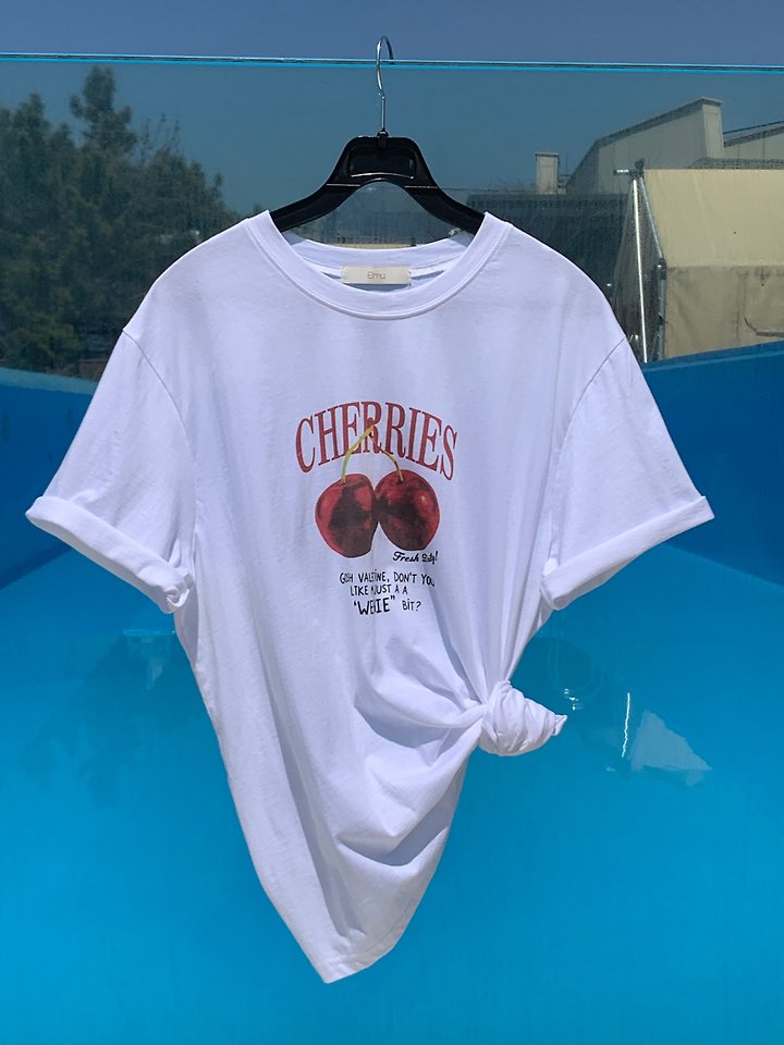 Elmu - Korean Women Fashion - #shopsmall - Cherry Short Sleeve Tee - 3