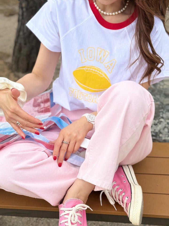 Elmu - Korean Women Fashion - #vintagekidsstyle - Rugby Short Sleeve Tee