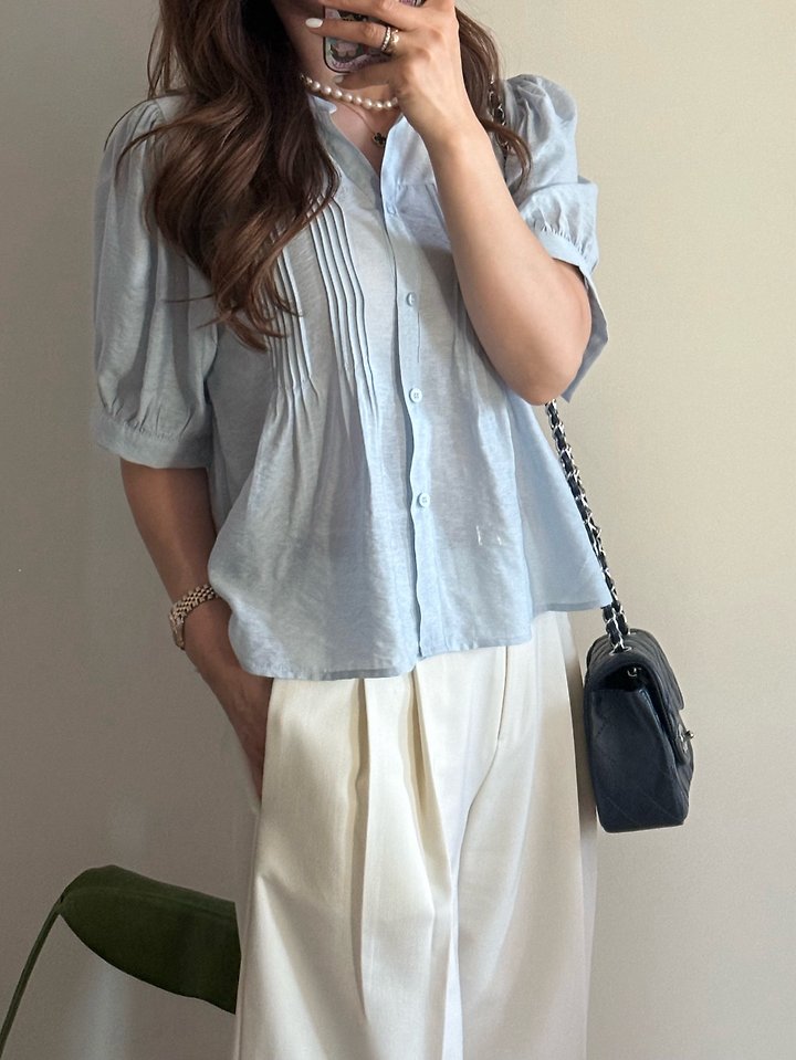 Elmu - Korean Women Fashion - #momslook - If Pintuck Blouse - 4