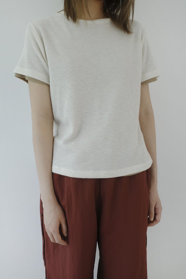Enten - Korean Women Fashion - #womensfashion - Waffle Short Sleeve Tee