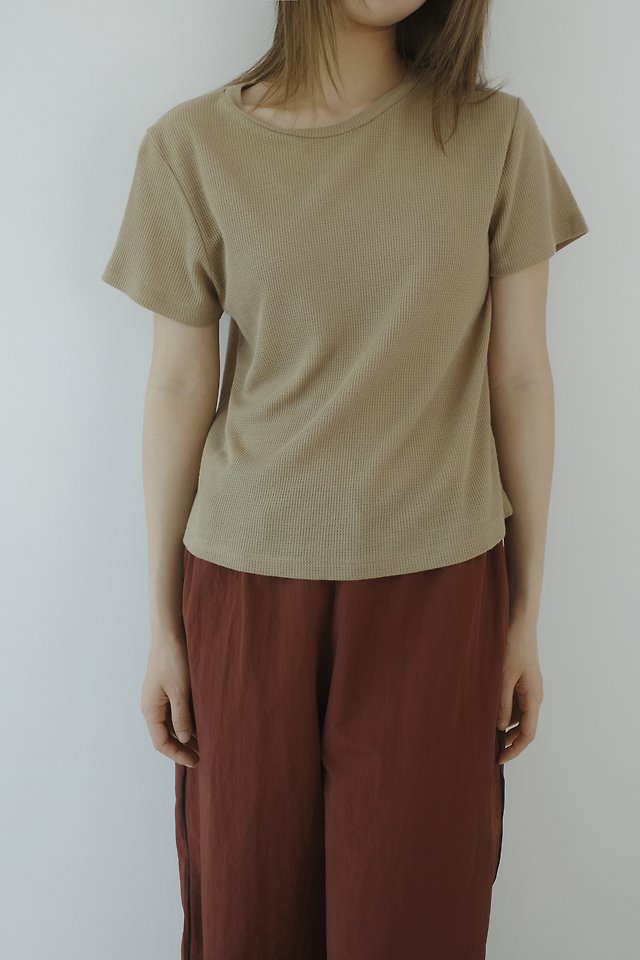 Enten - Korean Women Fashion - #womensfashion - Waffle Short Sleeve Tee - 5