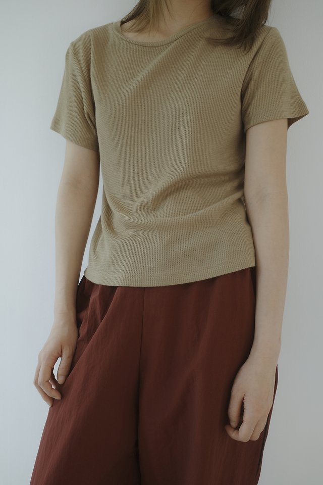 Enten - Korean Women Fashion - #womensfashion - Waffle Short Sleeve Tee - 7