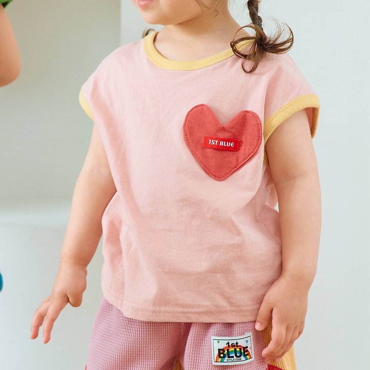 Firstblue - Korean Children Fashion - #kidzfashiontrend - Heart Pocket Sleeveless Top - 4