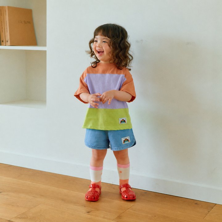 Firstblue - Korean Children Fashion - #childofig - Panel Short Sleeve Tee - 7