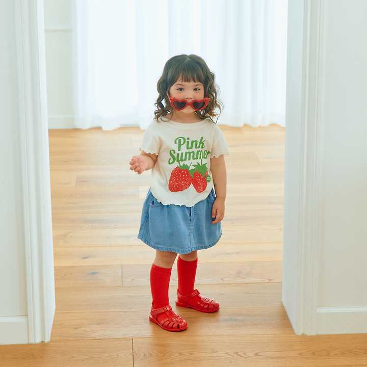 Firstblue - Korean Children Fashion - #childrensboutique - Strawberry Punching Short Sleeve Tee - 7