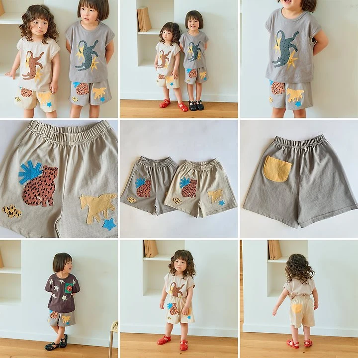 Firstblue - Korean Children Fashion - #childrensboutique - Animal Embroidery Shorts - 2