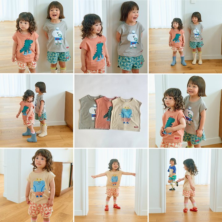 Firstblue - Korean Children Fashion - #childrensboutique - Character Monster Sleeveless Top - 2
