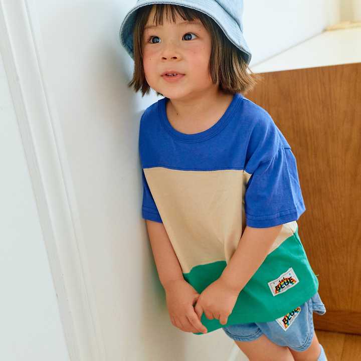 Firstblue - Korean Children Fashion - #designkidswear - Panel Short Sleeve Tee - 9