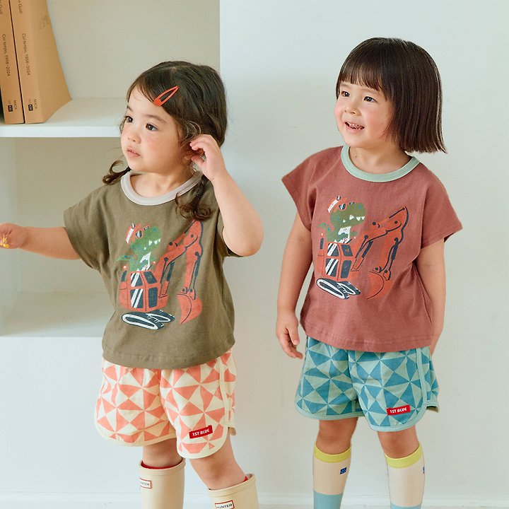 Firstblue - Korean Children Fashion - #discoveringself - Excavator Dino Drop Tee