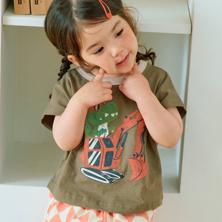 Firstblue - Korean Children Fashion - #kidsshorts - Excavator Dino Drop Tee - 3