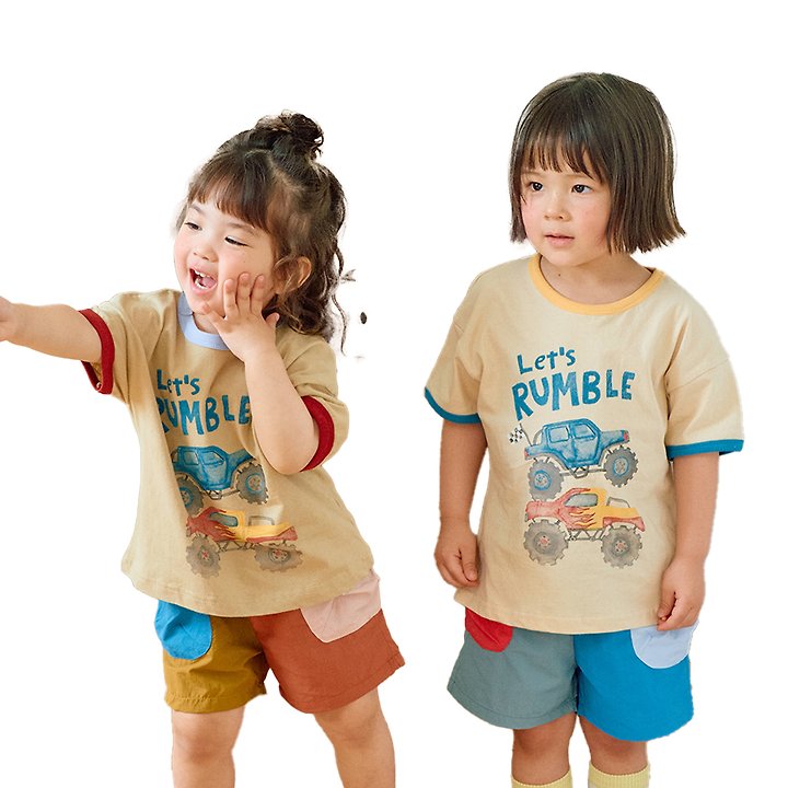 Firstblue - Korean Children Fashion - #kidzfashiontrend - Monster Truck Short Sleeve Tee