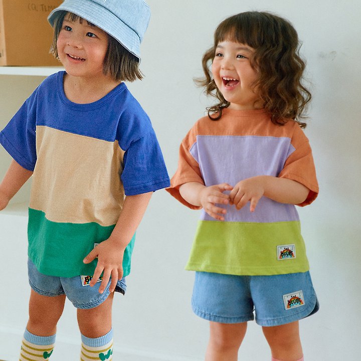 Firstblue - Korean Children Fashion - #magicofchildhood - Panel Short Sleeve Tee